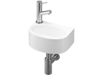 Lave-mains pour WC, suspendu semi-arrondi, parfait pour les espaces restreints, Largeur 27,5 cm, Profondeur 19,5 cm, Hauteur 12 cm, résine minéral, Livraison 5-7 jours OFFERTE.